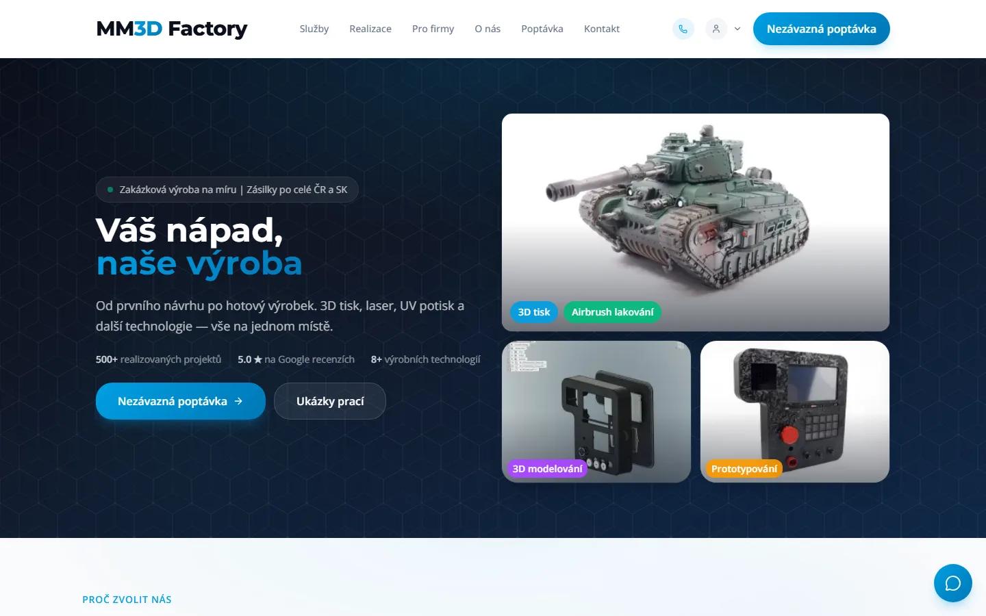 MM3D Factory — Zakázková výroba na míru